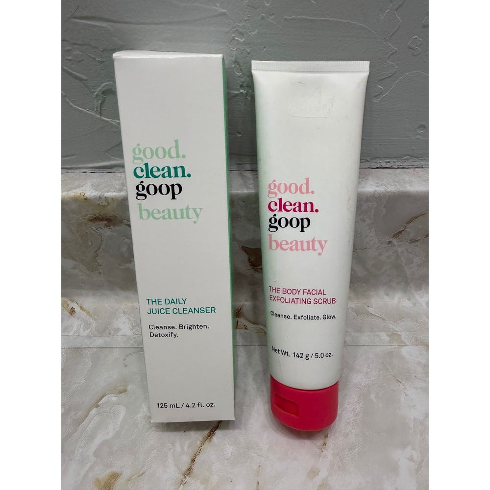 Goop Beauty Good Clean Daily Juice Cleanser & Body Facial Exfoliating Scrub Set